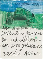 Johann Korec, Auto Fahren in Wien, 1996, mixed media on paper; framed