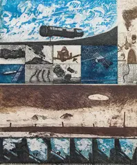 Othmar Zechyr, Flugobjekte und Ufo's, 1972, etching; framed