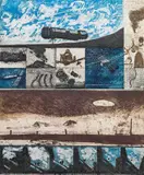 Othmar Zechyr, Flugobjekte und Ufo's, 1972, etching; framed