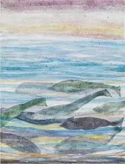 Mario Decleva, Fish, 1974, egg tempera on canvas; framed
