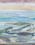 Mario Decleva, Fish, 1974, egg tempera on canvas; framed