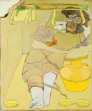 Peter Sengl, Die beiden ausgestopften Lieblinge, 1971, oil on board; framed