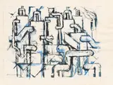 Egon Ferdinand Grabner, Leitungen II, 1979, gouache on paper; framed
