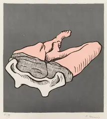Maria Lassnig, Self-portrait, 1974, colour lithograph; framed