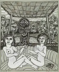 Robert Zeppel-Sperl, Liebespaar 1997, 1980, mixed media on paper; framed