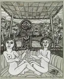 Robert Zeppel-Sperl, Liebespaar 1997, 1980, mixed media on paper; framed