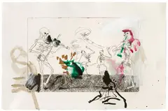 Herwig Zens, Untitled, etching, hand-coloured; framed