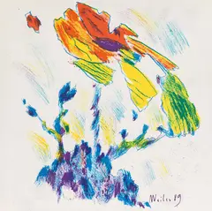 Untitled (Flower) by Max Weiler, 1989, colour lithograph; framed, sold Apr 2022