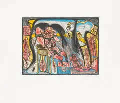 Untitled by Franz Ringel, 1979, colour etching; unframed, sold Apr 2022