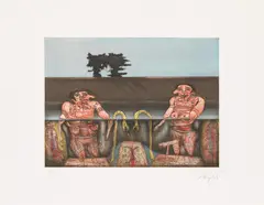 Untitled by Franz Ringel, 1979, colour etching; unframed, sold Apr 2022