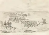 Carl Schindler, Ausmarsch aus dem Lager, pencil on paper