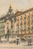 Feri Schwarz, Vienna, "Vermählungsbrunnen am Hohen Markt, watercolour on paper