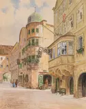 Ernst Graner, Tyrol, view of the Südtiroler Straße in Rattenberg