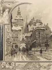 Franz Kopallik, Hornung, grisaille-watercolour on paper