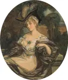 Franz von Bayros, Portrait of the artist's wife, watercolour on paper
