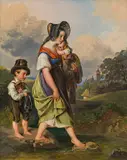Matthias Ranftl, Mother and her children on the way home from church, 1836, oil on panel