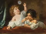 Anton Romako, Two children playing with soap bubbles