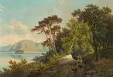 Carl Hasch, View of the bay of Pallanza on Lake Maggiore in Northern Italy, oil on panel