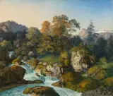Mountain Landscape with torrent by Ludwig Ferdinand Schnorr von Carolsfeld, oil on canvas, offered Mar 2022