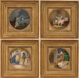 Carl Spitzweg, Erfahrungen eines älteren Mannes" (four round medaillons), 1837, oil on metal; oil on cardboard