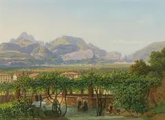 Thomas Ender, View of Arco on Lake Garda, oil on canvas