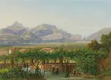 Thomas Ender, View of Arco on Lake Garda, oil on canvas