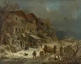 Heinrich Bürkel, The smithy of Rattenberg in Tyrol in winter