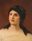 Gabriel von Max, Young woman with laurel wreath, c. 1900, oil on canvas