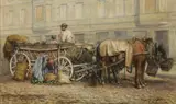 Carl Massmann, Preparing for market day, oil on canvas