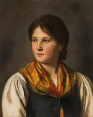 Dirndl by Franz Defregger, 1912, oil on panel, sold Mar 2022