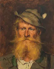 Tyrolean farmer by Franz Defregger, 1880, oil on panel, sold Mar 2022