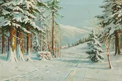 Bruno Moras, Winter landscape, oil on canvas
