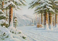 Bruno Moras, Winter forest, oil on canvas