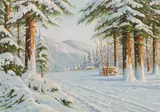 Bruno Moras, Winter forest, oil on canvas