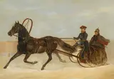 Nikolai Jegorowitsch Swertschkoff, Tsar Nicholas I of Russia in a horse-drawn sleigh, 1869, oil on canvas