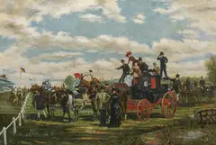 Alfred Steinacker, At the horse race, oil on canvas