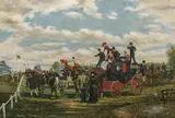 Alfred Steinacker, At the horse race, oil on canvas