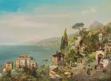 Robert Alott, Auf der Straße nach Sorrent" (street to Sorrento), oil on canvas
