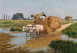 Stefan Simony, Hungarian lowlands with ox cart, 1898, oil on canvas