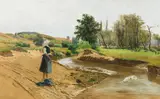 Theodor von Hörmann, Girl by the river (motif from Hungary - Kis Bag)