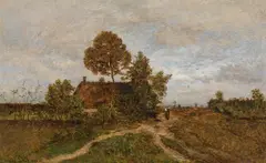 Eugen Jettel, Dutch village landcape, 1876, oil on panel