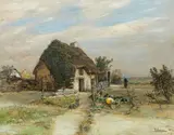 Rudolf Ribarz, Farmstead in France, 1889, oil on panel