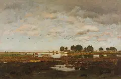 Eugen Jettel, Marshland in Holland, oil on panel