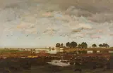 Eugen Jettel, Marshland in Holland, oil on panel