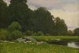 Ferdinand Brunner, Forest Pond in Upper Austria, c. 1920, oil on panel