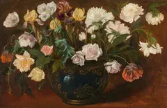 Flowers in a vase by Ludwig Adam Kunz, oil on cardboard, sold Mar 2022