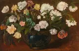 Ludwig Adam Kunz, Flowers in a vase, oil on cardboard