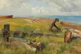 Eduard Zetsche, Beach landscape on the island of Amrum in the North Sea