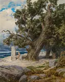 Leopold Rothaug, Eiche am nordischen Strand" (oak on the nordic beach), 1924, oil on canvas