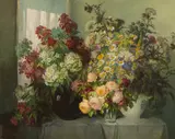 Konstantin Stoitzner, Still life with summer flowers, oil on canvas